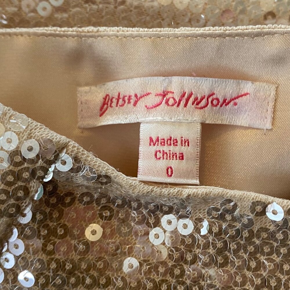 Betsey Johnson Dress Womens Pink Sz 0 Silk Strapless Sequins Flowers Dainty Prom - Picture 3 of 15